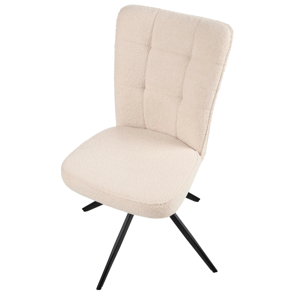 Set di 2 sedie da pranzo girevoli Rivestimento bouclé beige chiaro Base con gambe in metallo Sala da pranzo