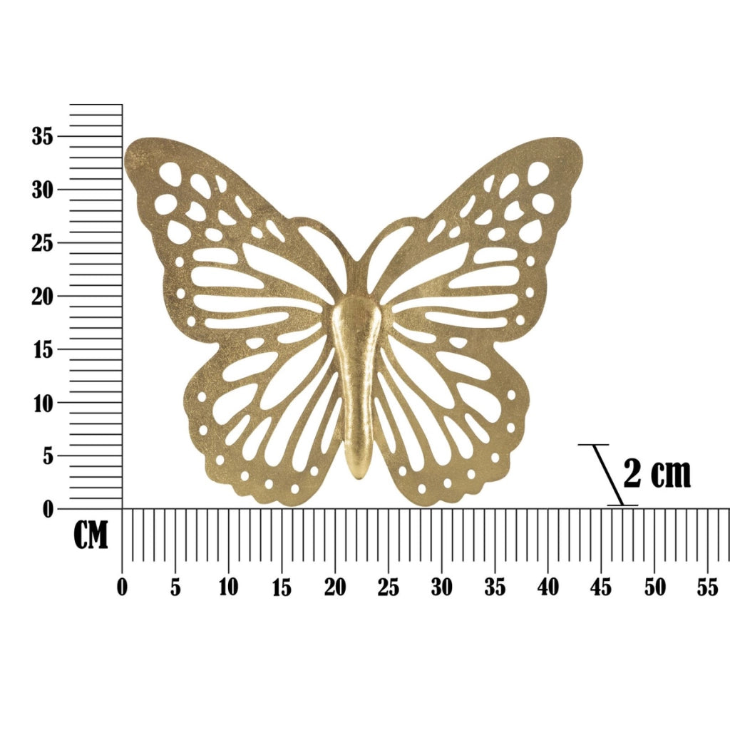 Decorazione in Metallo 3D Farfalla, Oro, Metallo, 43x2x35 cm