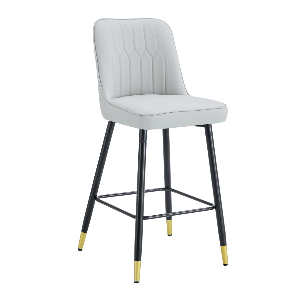 Set 2 Sgabelli da Bar ¨C Xylo ¨C Ecopelle Grigio Chiaro, Struttura Metallo Nero, 100 cm