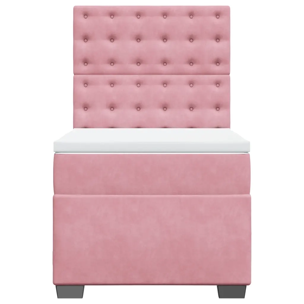 Giroletto a Molle con Materasso Rosa 90x200 cm in Velluto 3293127