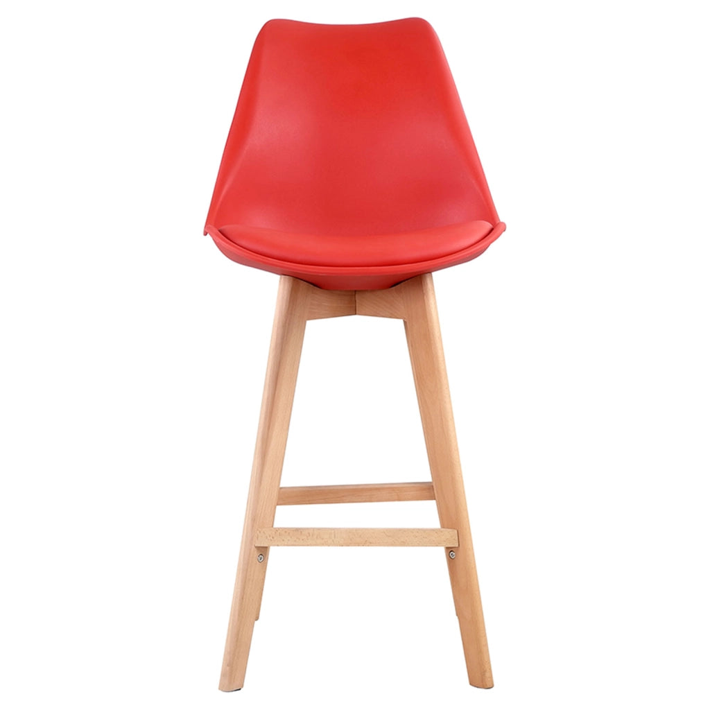 Set di 2 sgabelli scandinavi SVEN rossi con cuscino