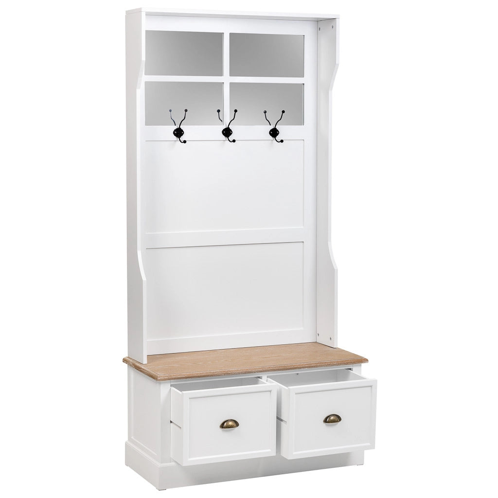 Mobile da ingresso in legno con 2 cassetti bianchi 92x39,5x184h