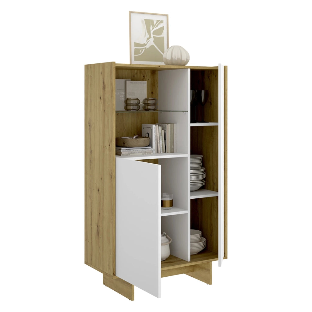 Madia Edgewood, Credenza 4 Ripiani, 30x81x138h cm Bianco