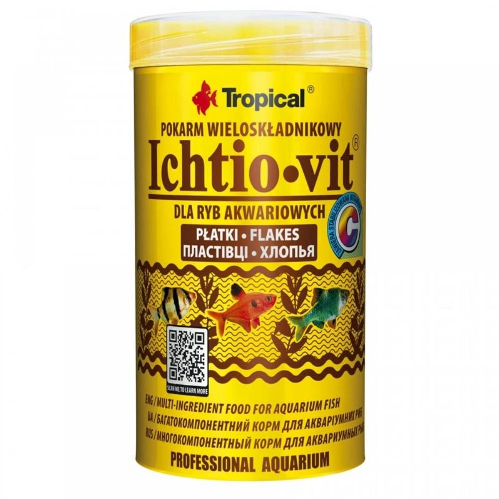 Tropical Ichtio-vit Flakes - mangime di base in scaglie, ricco di ingredienti Formato: 250 ml