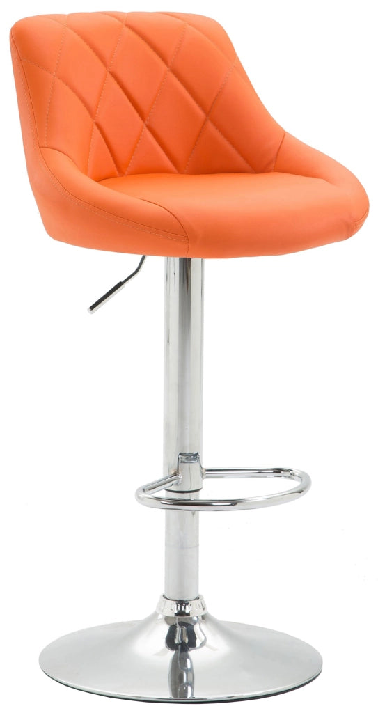 Sgabello Lazio in similpelle arancione,cromo
