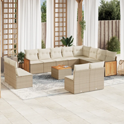 Set Divano da Giardino 13 pz con Cuscini Beige in Polyrattan 3260560