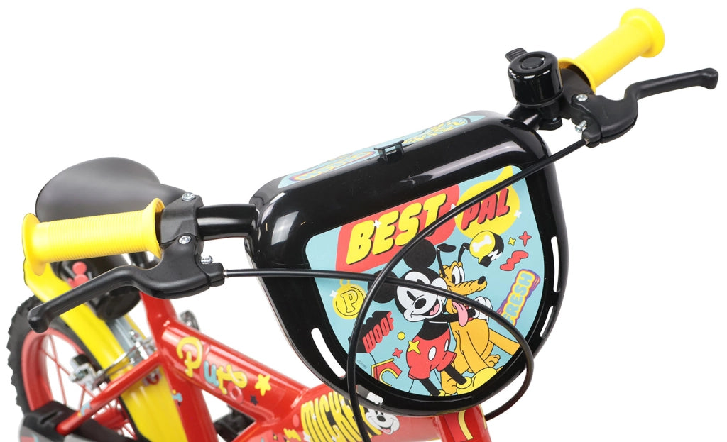 Bicicletta per Bambini 14" Disney Mickey Mouse Freni Caliper e Stabilizzatori in Acciaio Hi-Ten Rosso