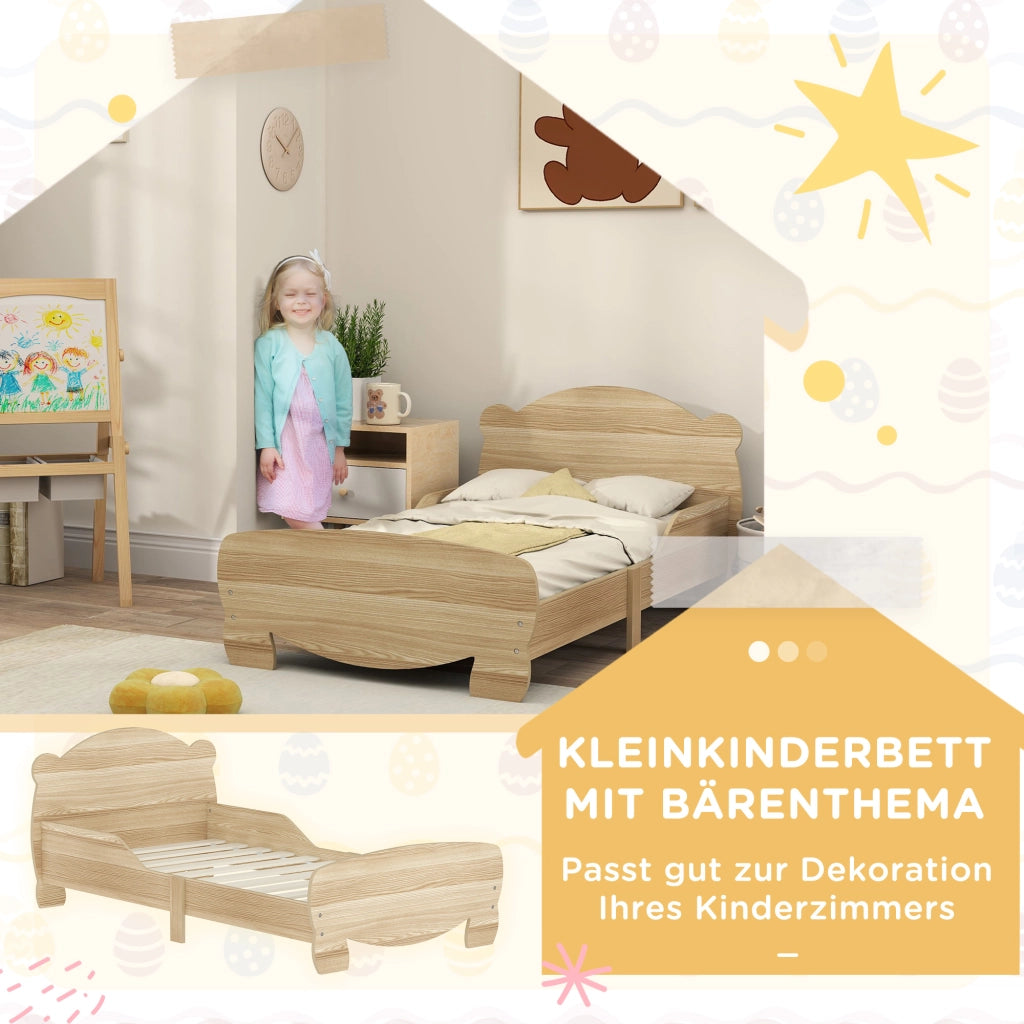 Letto a castello con design orso per bambini 3-6 anni ¨C zephmum ¨C 143.5x80x55 cm legno naturale