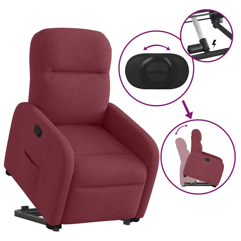 Poltrona | Sedia Relax Alzapersona Reclinabile Rosso Vino in Tessuto