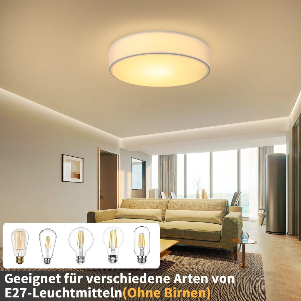 ZMH Lampada da soffitto plafoniera moderna rotonda bianca 30 cm E27 paralume per soggiorno cucina ingresso
