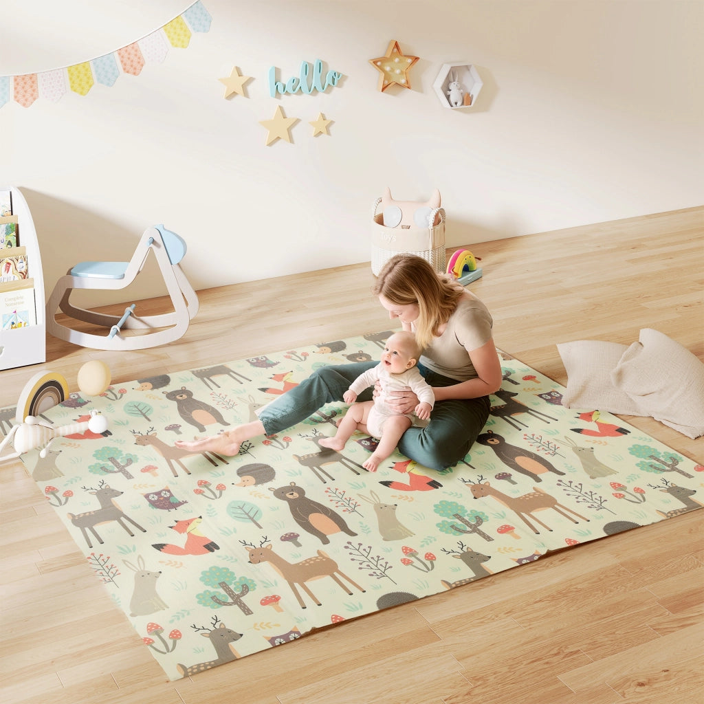 Tappeto Morbido per Bambini 196x176x1,5 cm Superficie Impermeabile in XPE a Tema Foresta