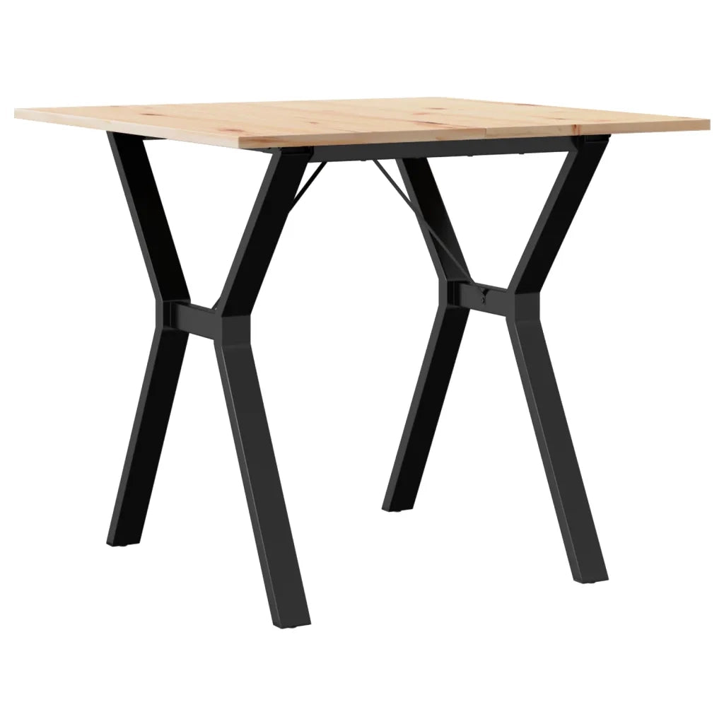 Tavolo da Pranzo Telaio a Y 80x80x75 cm Legno Pino e Acciaio