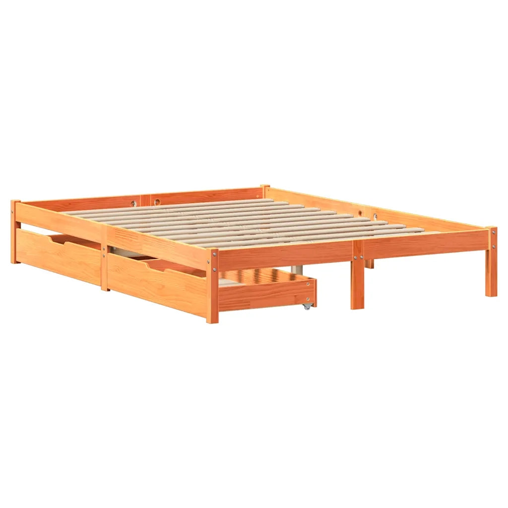 vidaXL Letto senza Materasso Marrone Cera 120x190 cm in Legno di Pino