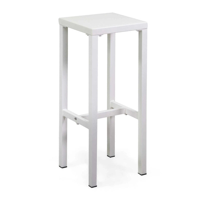 Sgabello Bar Metallo New Elma Bianco Cm 30x30h75