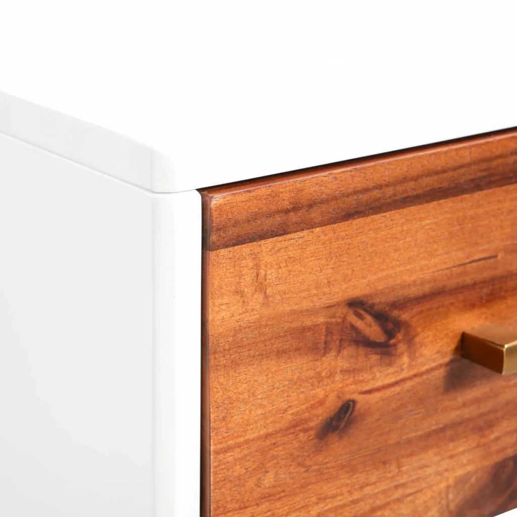 Comodino cassettiera mobile per camera da letto 40 x 30 x 45 cm legno massello di acacia 1402081