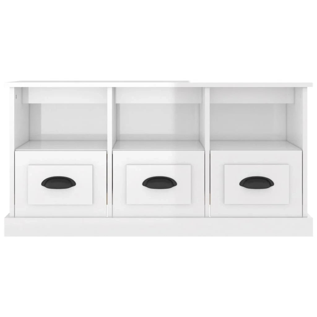 Mobile TV multimediale mensola TV credenza TV sala da pranzo soggiorno camera da letto finitura lucida 100 x 35 x 50 cm legno ingegnerizzato bianco 02_0026978