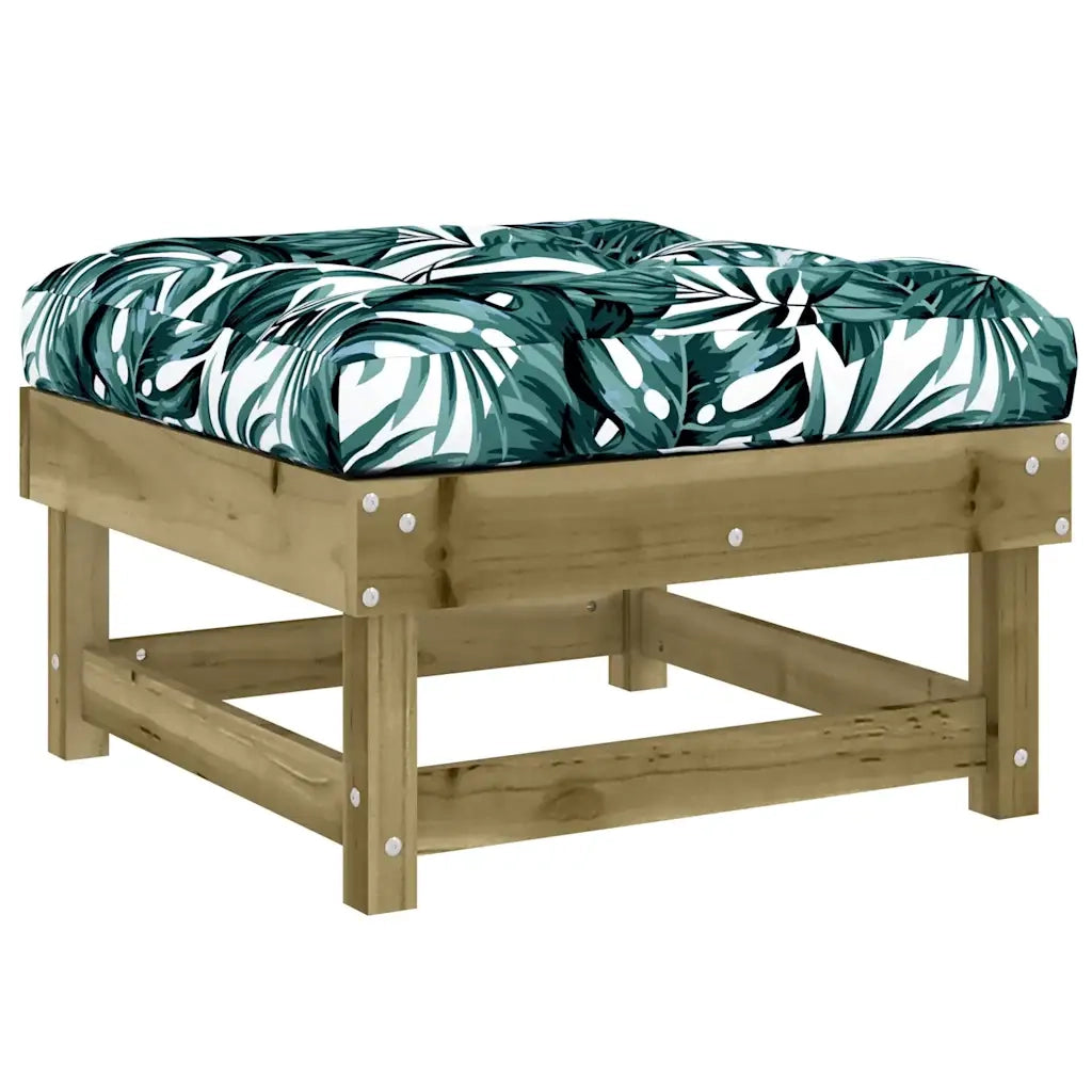 Sedia da giardino-Poggiapiedi da Giardino con Cuscino in Legno Impregnato di Pino 307594