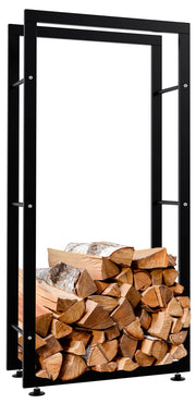 Esclusivo portalegna KERI V2 in metallo nero,25x60x125 cm