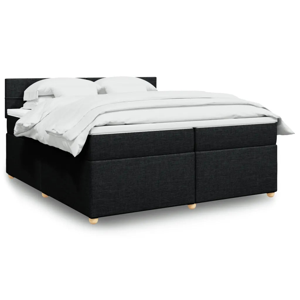 Giroletto a Molle con Materasso Nero 200x200 cm in Tessuto