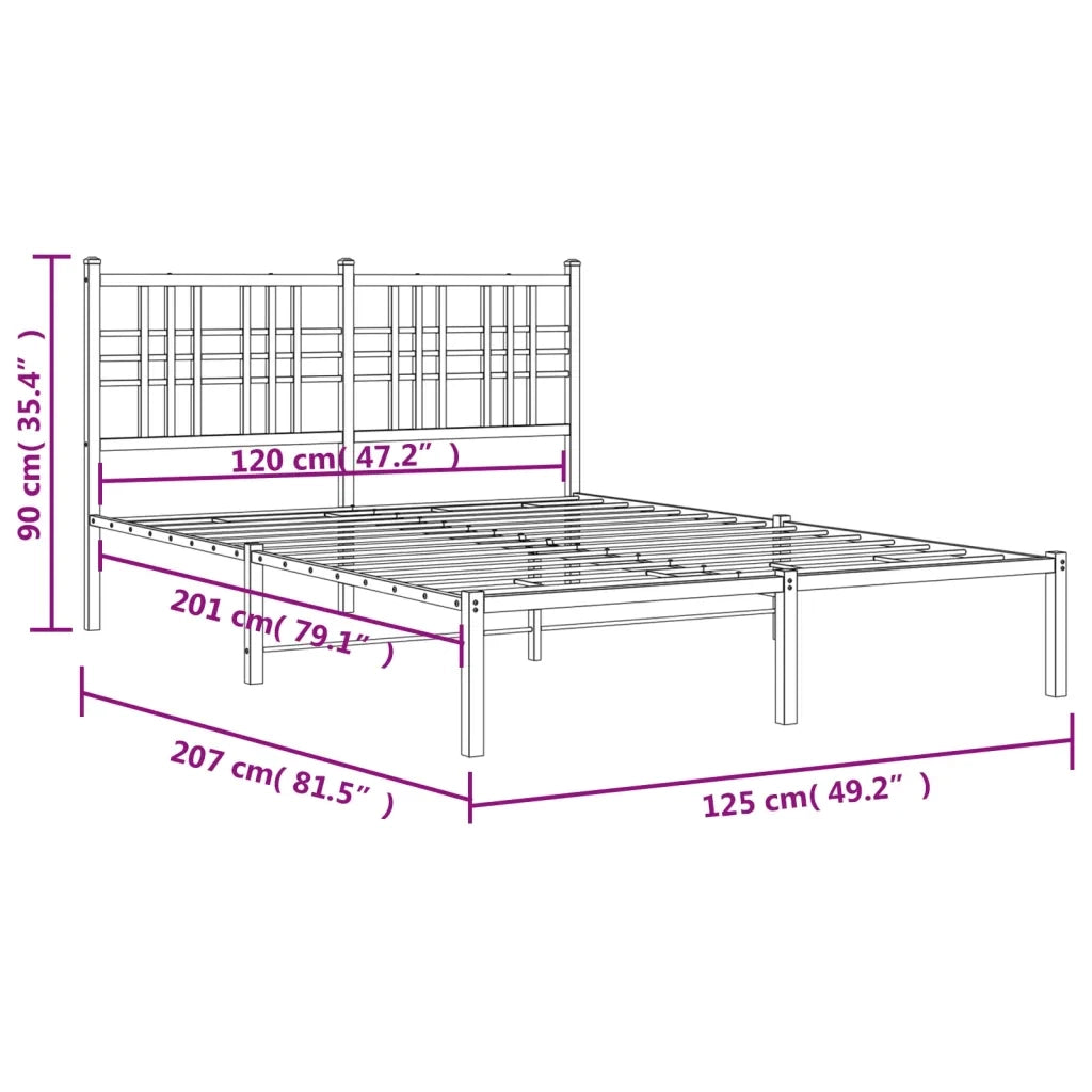 Giroletto con Testiera in Metallo Bianco 120x200 cm 376371