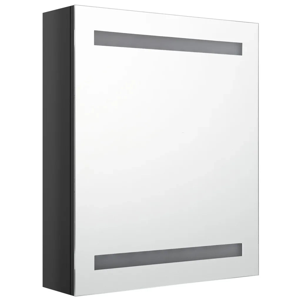 Armadietto Bagno con Specchio e LED Nero Lucido 50x14x60 cm 326481