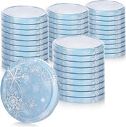Bottigliette con coperchio 40x coperchi di ricambio in design invernale - coperchi a vite blu e bianchi con fiocchi di neve - fino a 82 mm bottigliette con coperchio