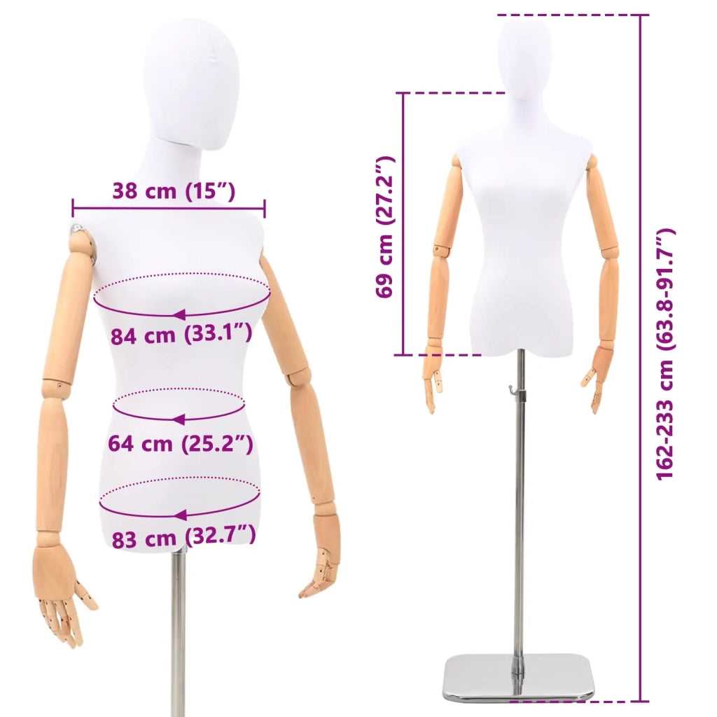 Manichino Regolabile 165-213 cm con Base Femmina PP Bianco 42041699