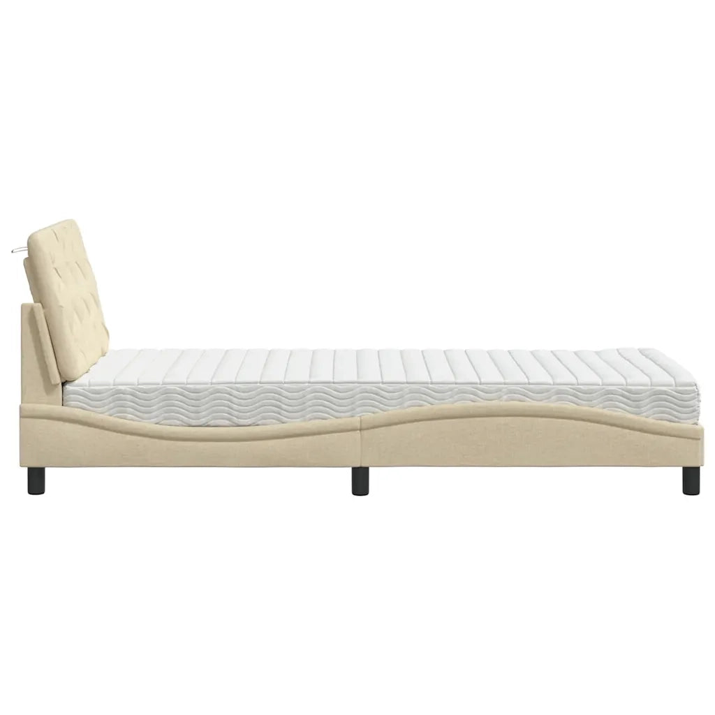 Letto con Materasso Crema 80x200 cm in Tessuto