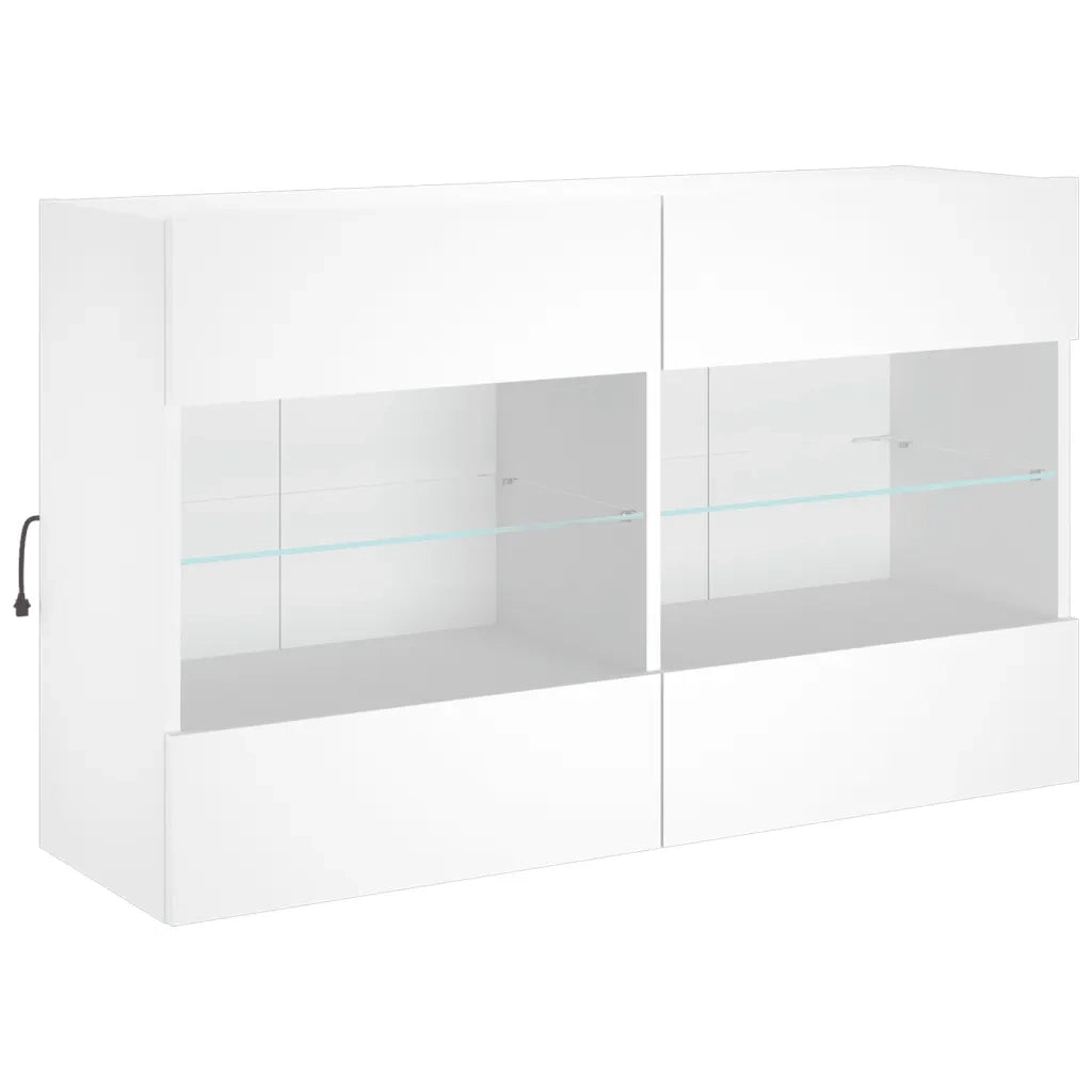 Mobile TV a Parete con Luci LED-Mobile TV a Muro Bianco 98,5x30x60,5 cm