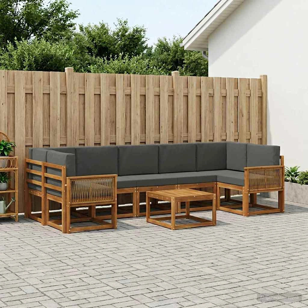 Set di divani da esterno 8 pz Naturale e Antracite Poliestere 3385078