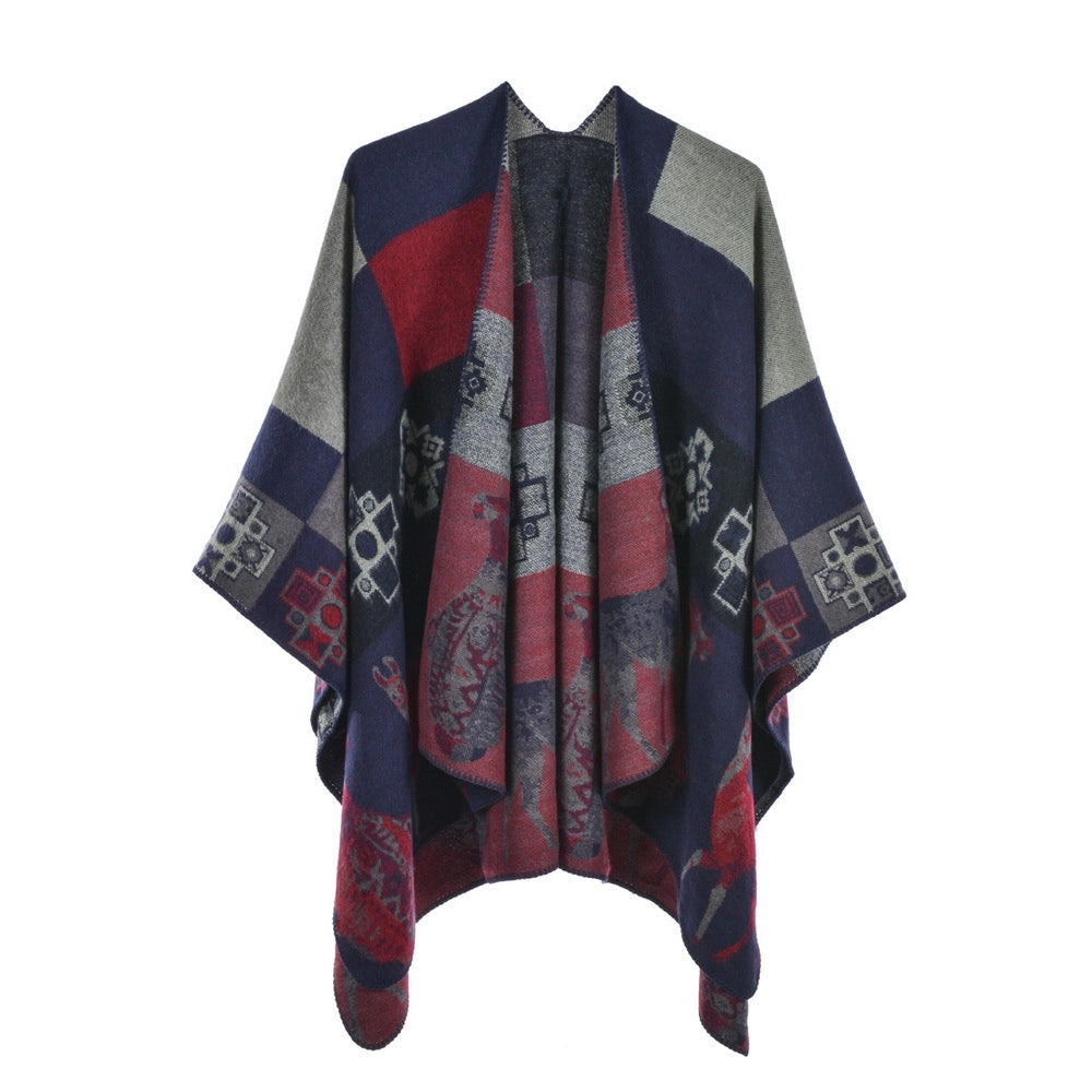 Sciarpa-mantella da donna, spessa ed extra large con spacchi, perfetta per l'autunno e l'inverno.