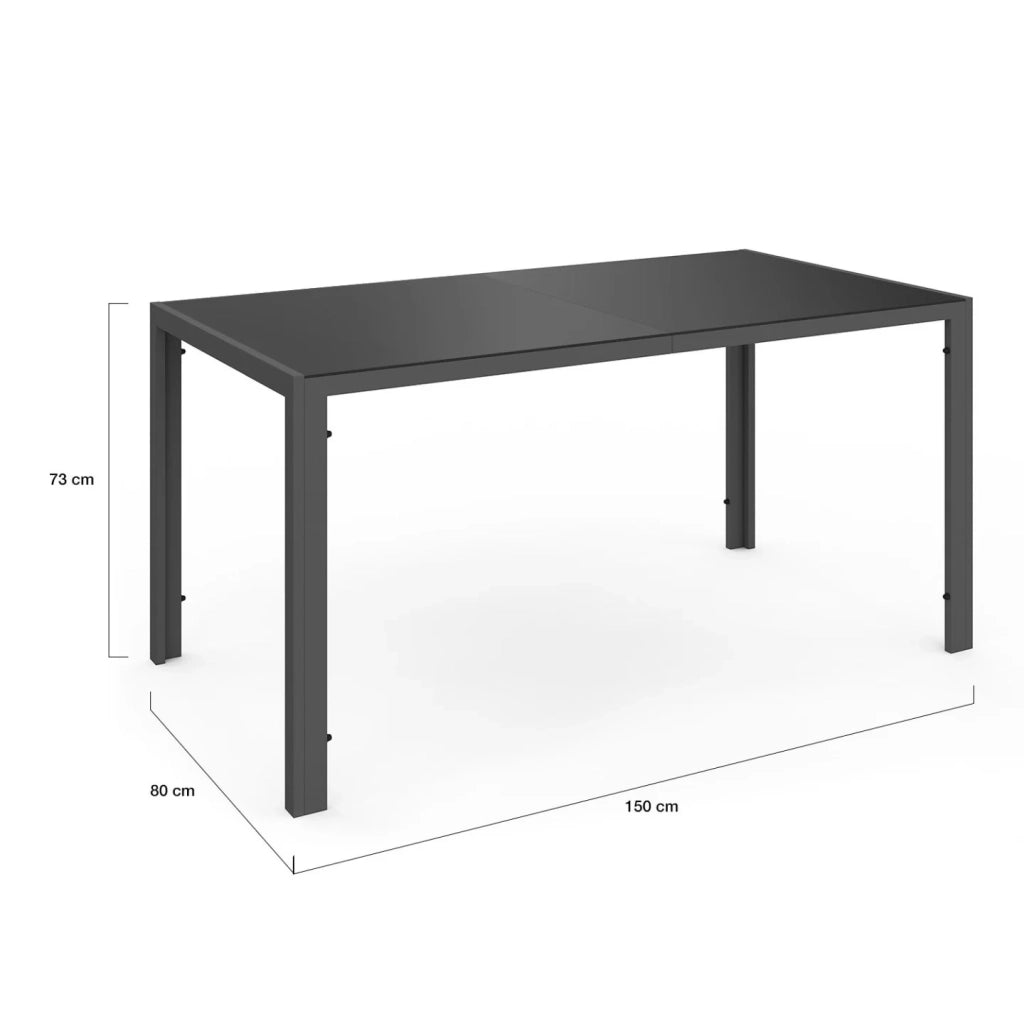 IDMarket - Set di mobili da giardino MADRID tavolo 150 CM e 6 sedie impilabili grigio antracite