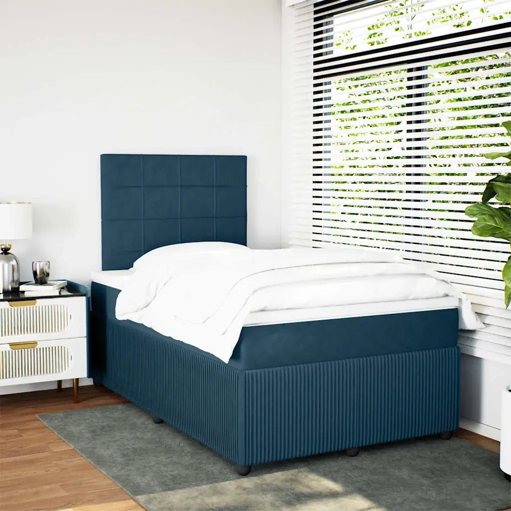 Giroletto a Molle con Materasso Blu 120x190 cm in Velluto