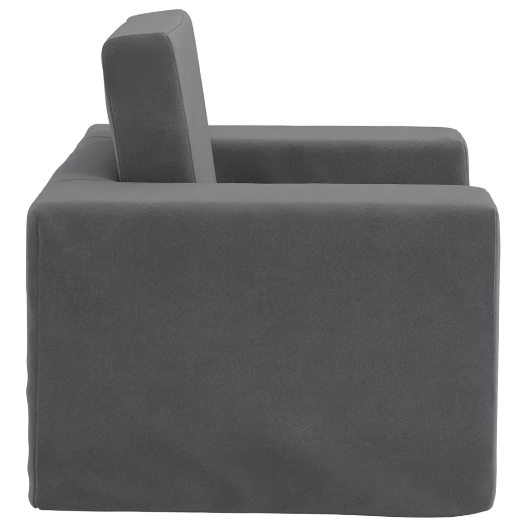 Divano letto | Sof¨¤ letto | Letto singolo per Bambini Antracite in Morbido Peluche