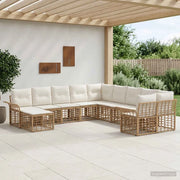 Set di divani da esterno 11 pcs Naturale e Bianco Crema