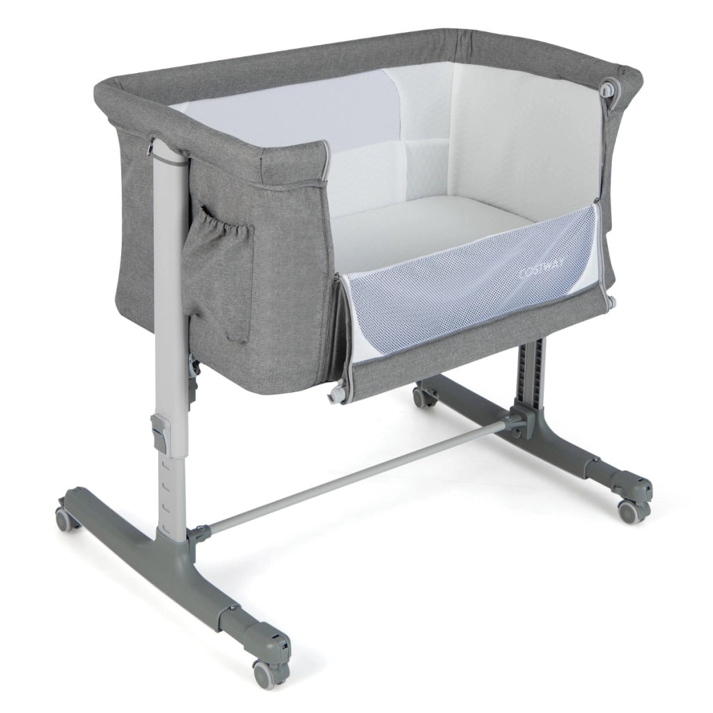 Culla per bambini 3 in 1 con 5 livelli di altezza regolabili borsa da viaggio, Traversina per bambini Grigio