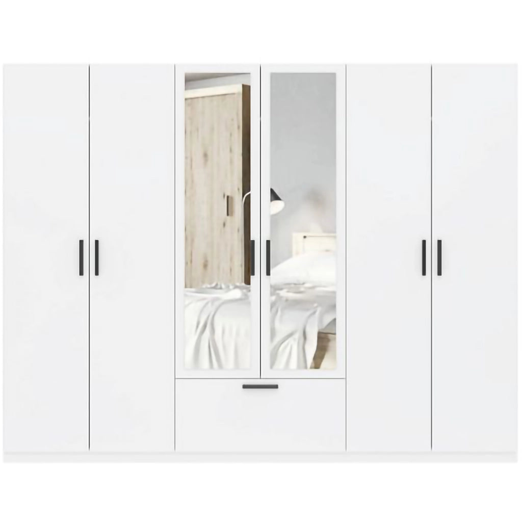 Armadio Camera da Letto Letotava, Guardaroba Grande 3 Ripiani, 269x210h cm Bianco