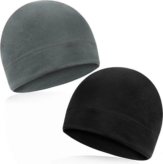 Cappuccio di panno per bicicletta, cappuccio sotto elmetto, cappuccio leggero per bicicletta, cappuccio sotto elmetto, cappuccio sottile per uomo e donna, colore grigio scuro + nero - 2 pezzi