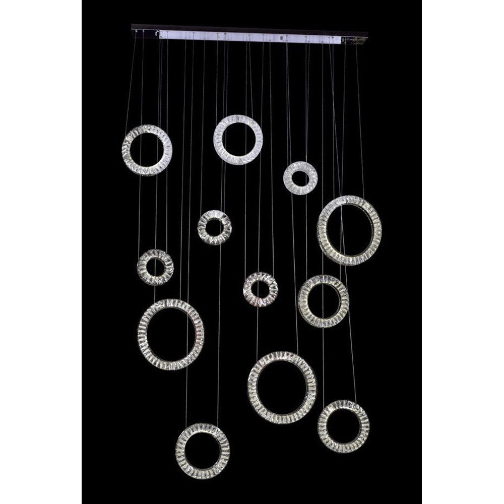 Trade Shop - Lampadario A Sospensione Ad Anelli Alternati In Cristallo 420 W Luce 4000k 01917 -