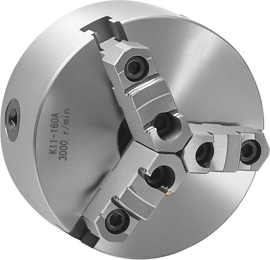 Draaibare Klauwplaat con 3 Klauwen, 160mm, Inclusa Plaat di Coda con Viti e Connettore a T, Albero di Regolazione da 3-145mm, Realizzato in HT300 Materiale