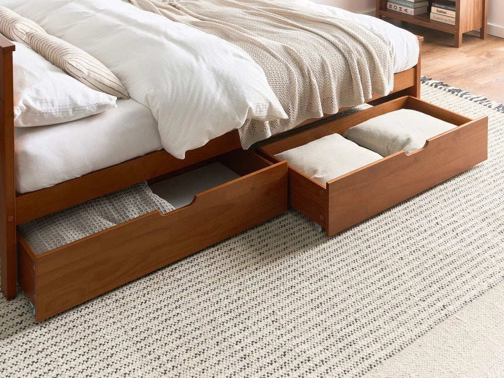 Set di 2 cassetti per letto in legno marrone MDF con ruote
