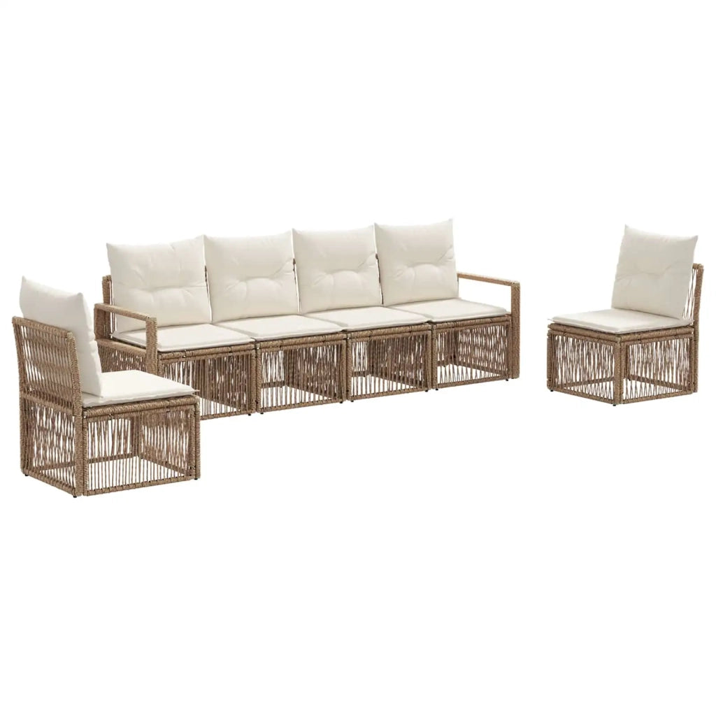 Set Divano da Giardino 6 pcs Beige polyrattan 3435675
