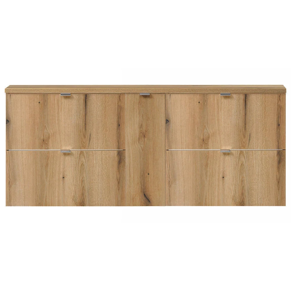 Mobile lavabo da bagno con doppio contenitore 1 anta e 4 cassetti 140 x 60 x 40 cm finitura rovere 03_0009974