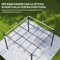 Telo per Pergola 288x298 cm con Fori di Drenaggio in Poliestere Traspirante UV30+ Beige