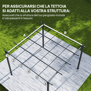 Telo per Pergola 288x298 cm con Fori di Drenaggio in Poliestere Traspirante UV30+ Beige