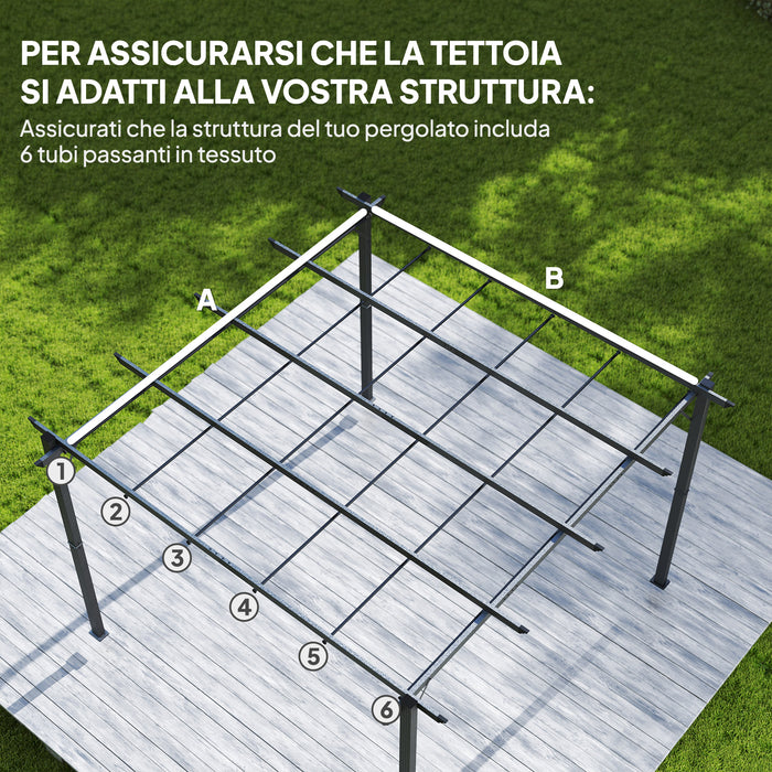 Telo per Pergola 288x298 cm con Fori di Drenaggio in Poliestere Traspirante UV30+ Beige