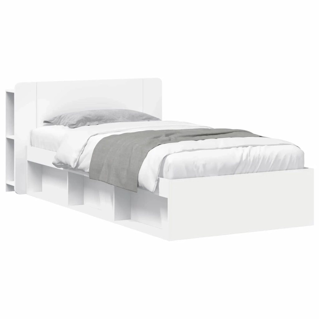 Telaio del letto con storage con testiera Bianco 90 x 190 cm 3433334