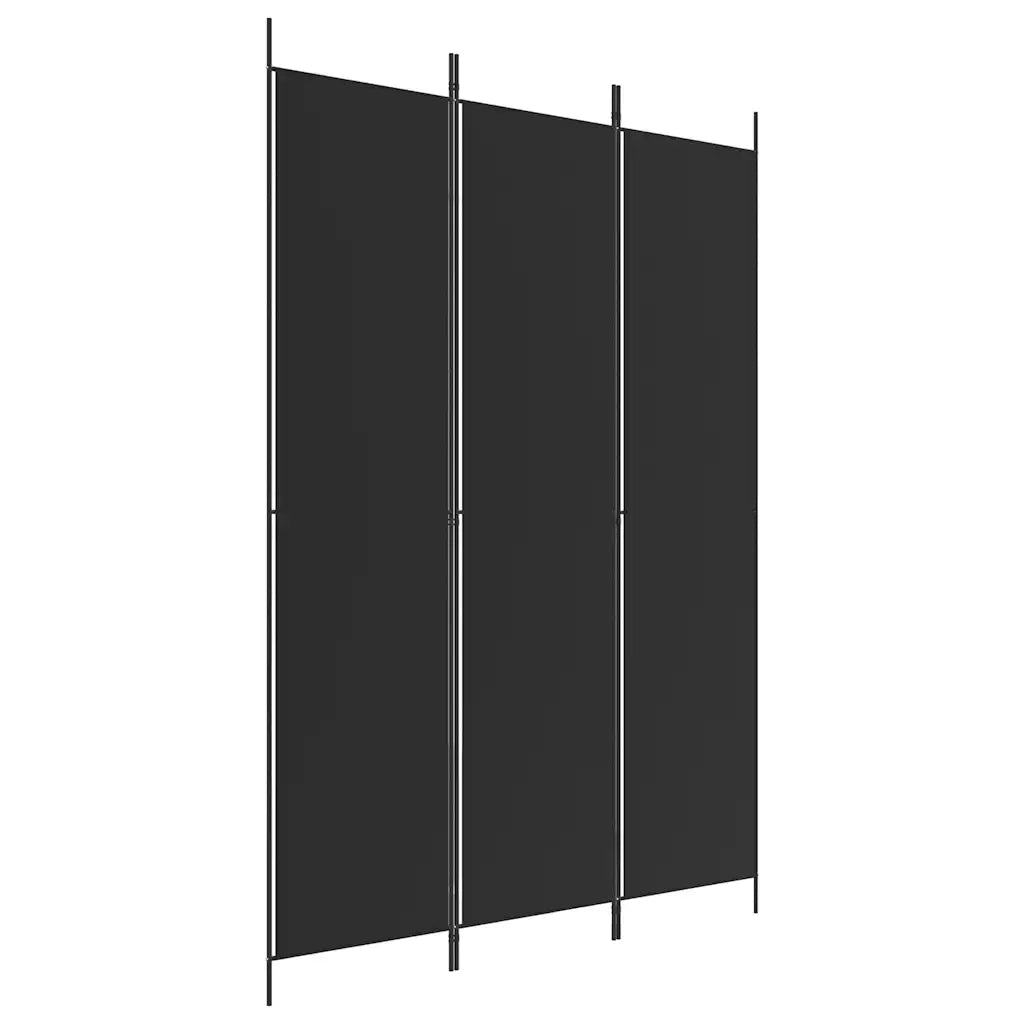 Divisorio Ambienti | Divider per stanze | Paravento a 3 Pannelli Nero 150x220 cm in Tessuto
