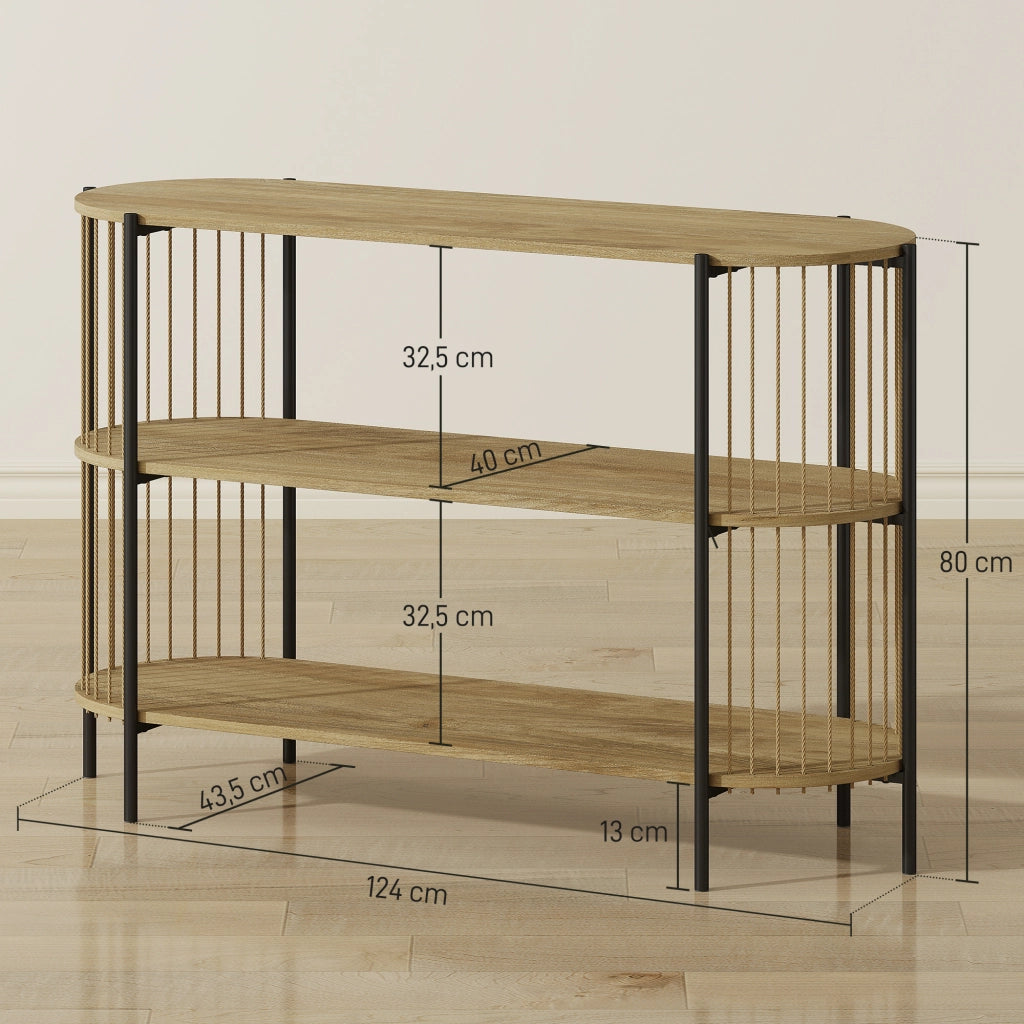 Tavolo consolle stile bohemien ¨C Xylo ¨C carta intrecciata naturale, telaio acciaio 124x43,5x80 cm