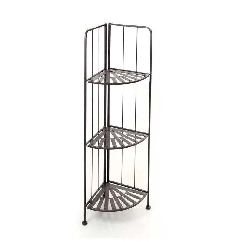 SCAFFALE ANGOLARE A 3 RIPIANI DA 118 CM IN METALLO ANTRACITE
